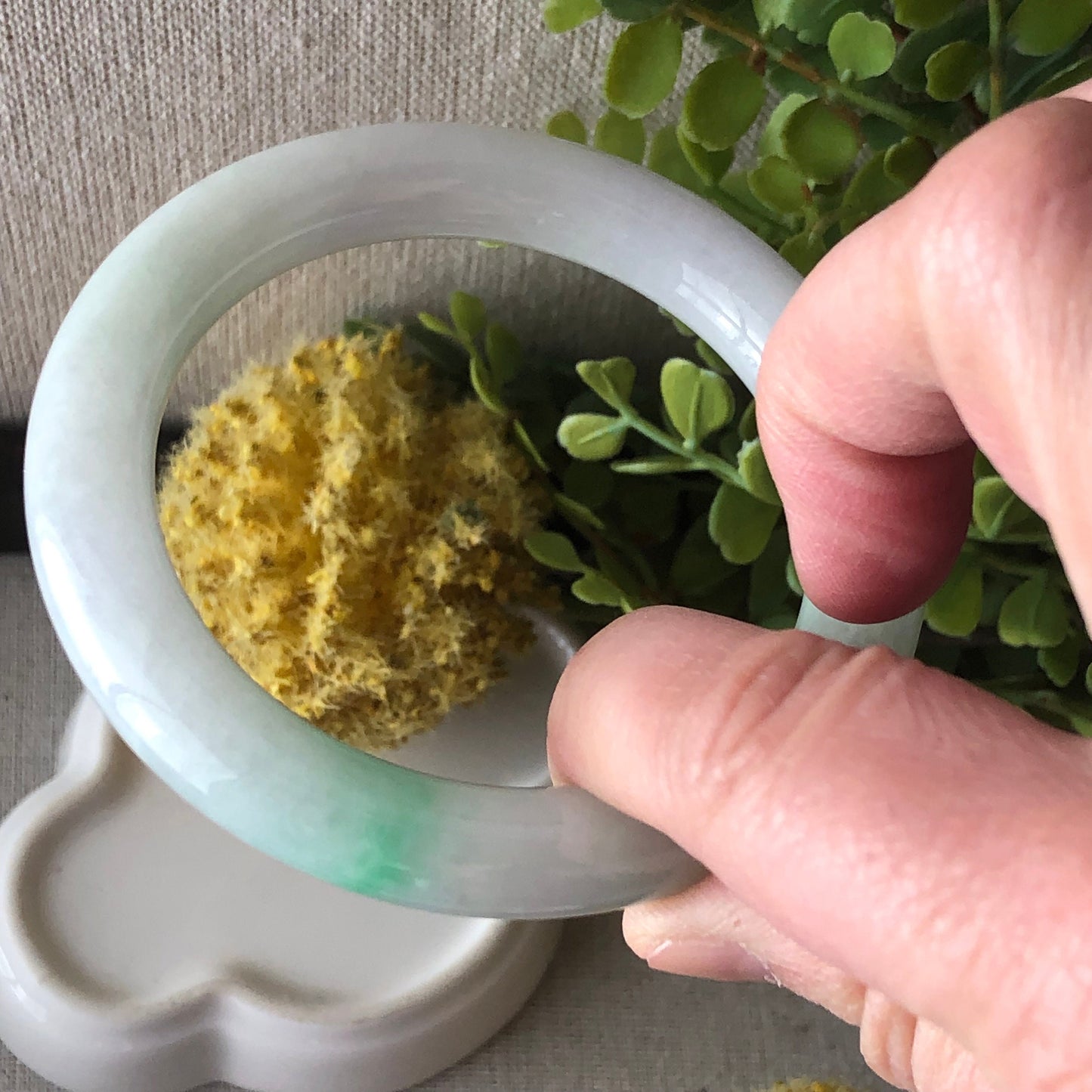 55-56 mm Jadeite Jade Green Moss Round Bangle