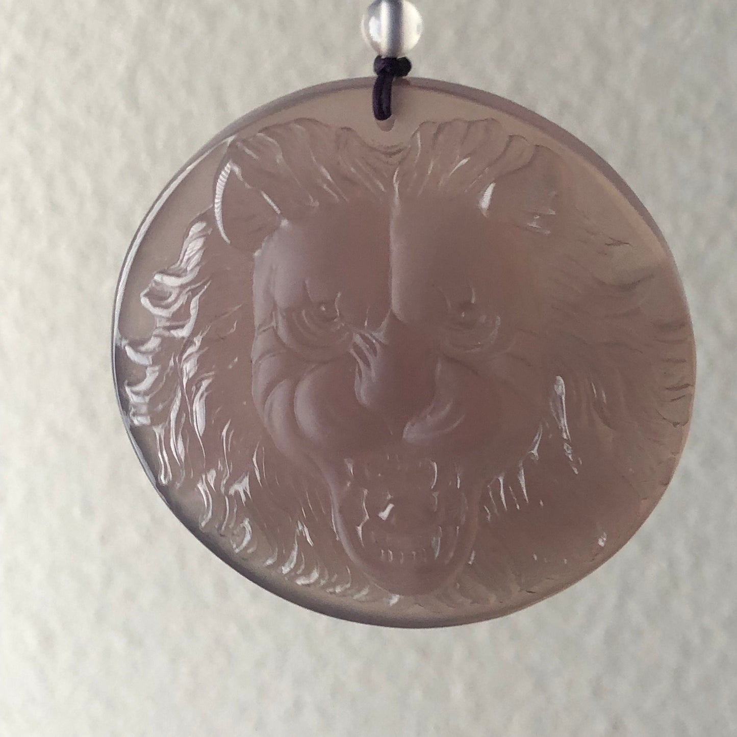 55 mm High Quality Agate Carved Lavender Lion Pendant