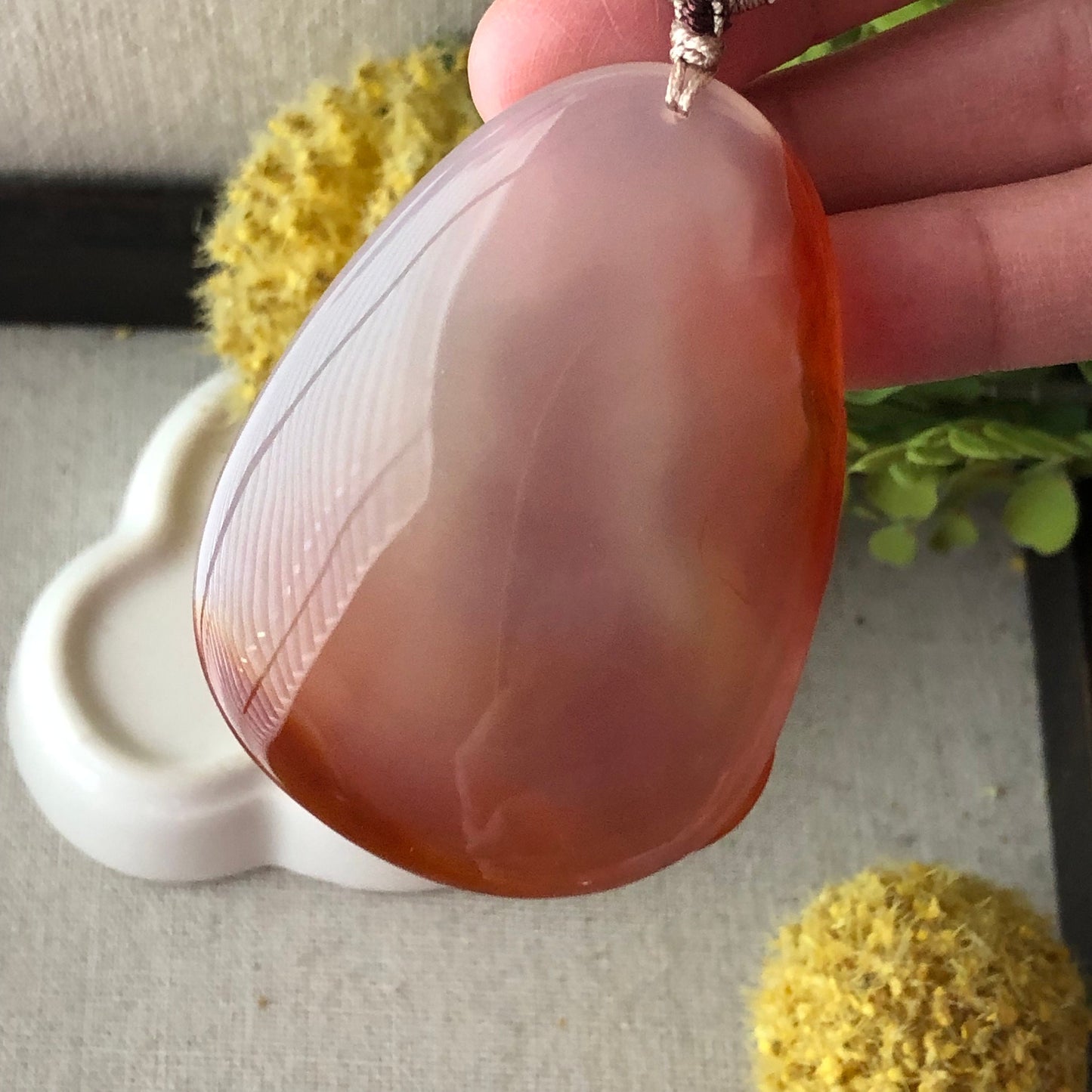 60 mm High Quality Agate Carved Red Orange Nine Foxtail Kitsune Pendant