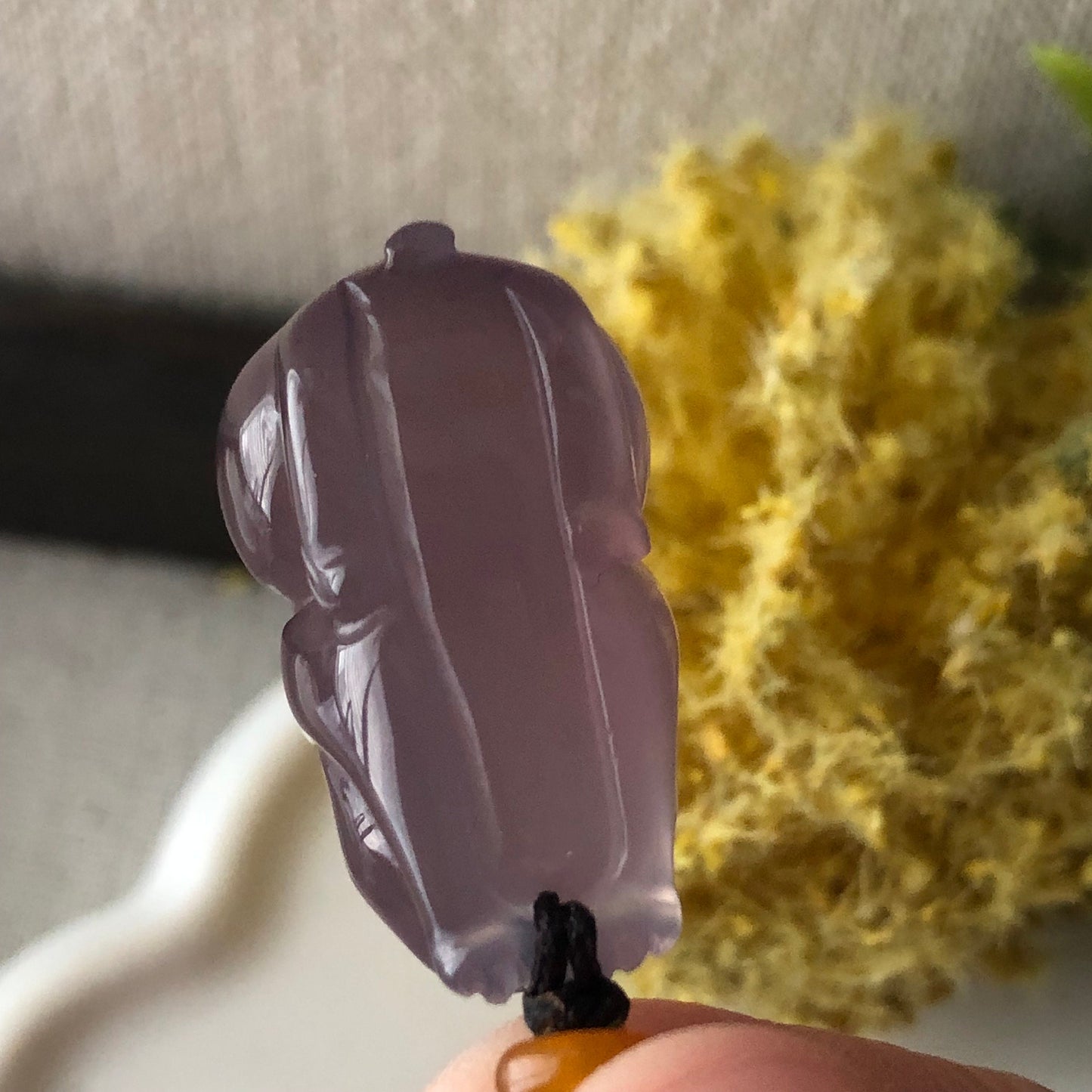 26.3mm High Quality Agate Lavender Carved Bunny Year of the Rabbit Pendant