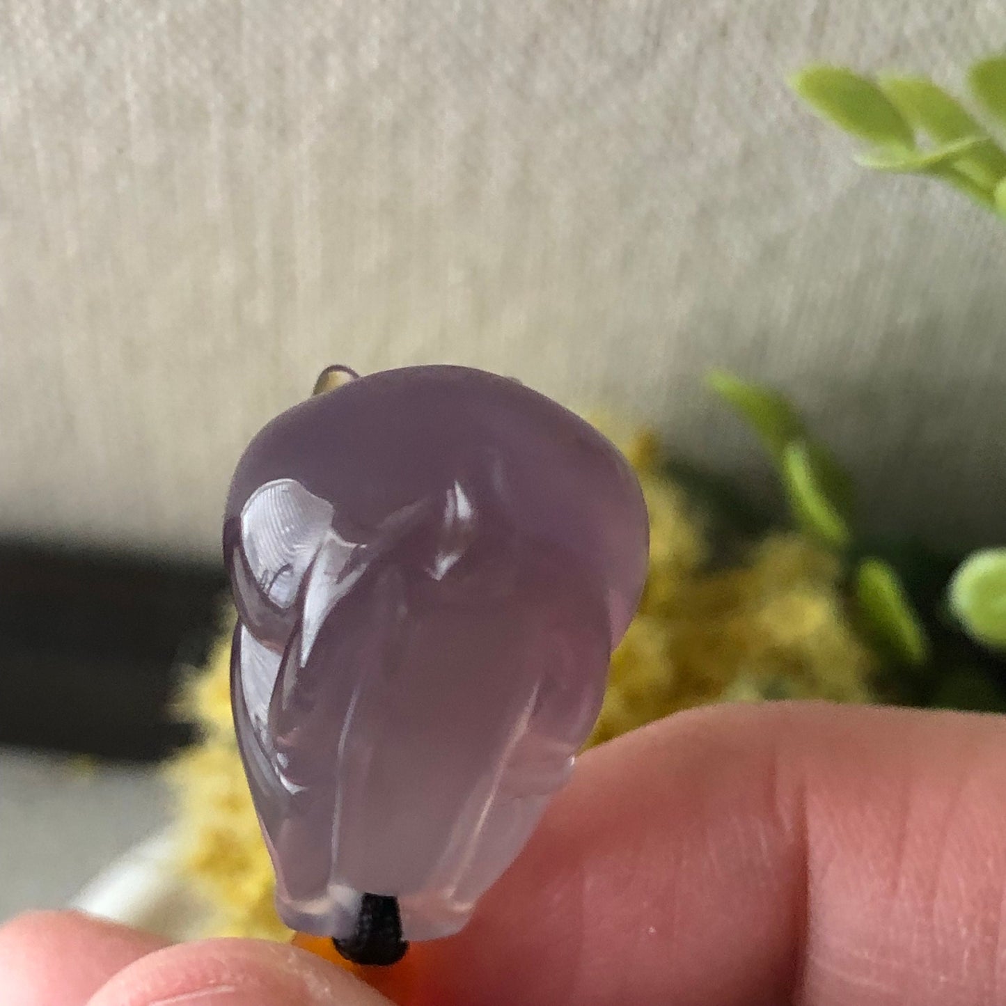 26.3mm High Quality Agate Lavender Carved Bunny Year of the Rabbit Pendant