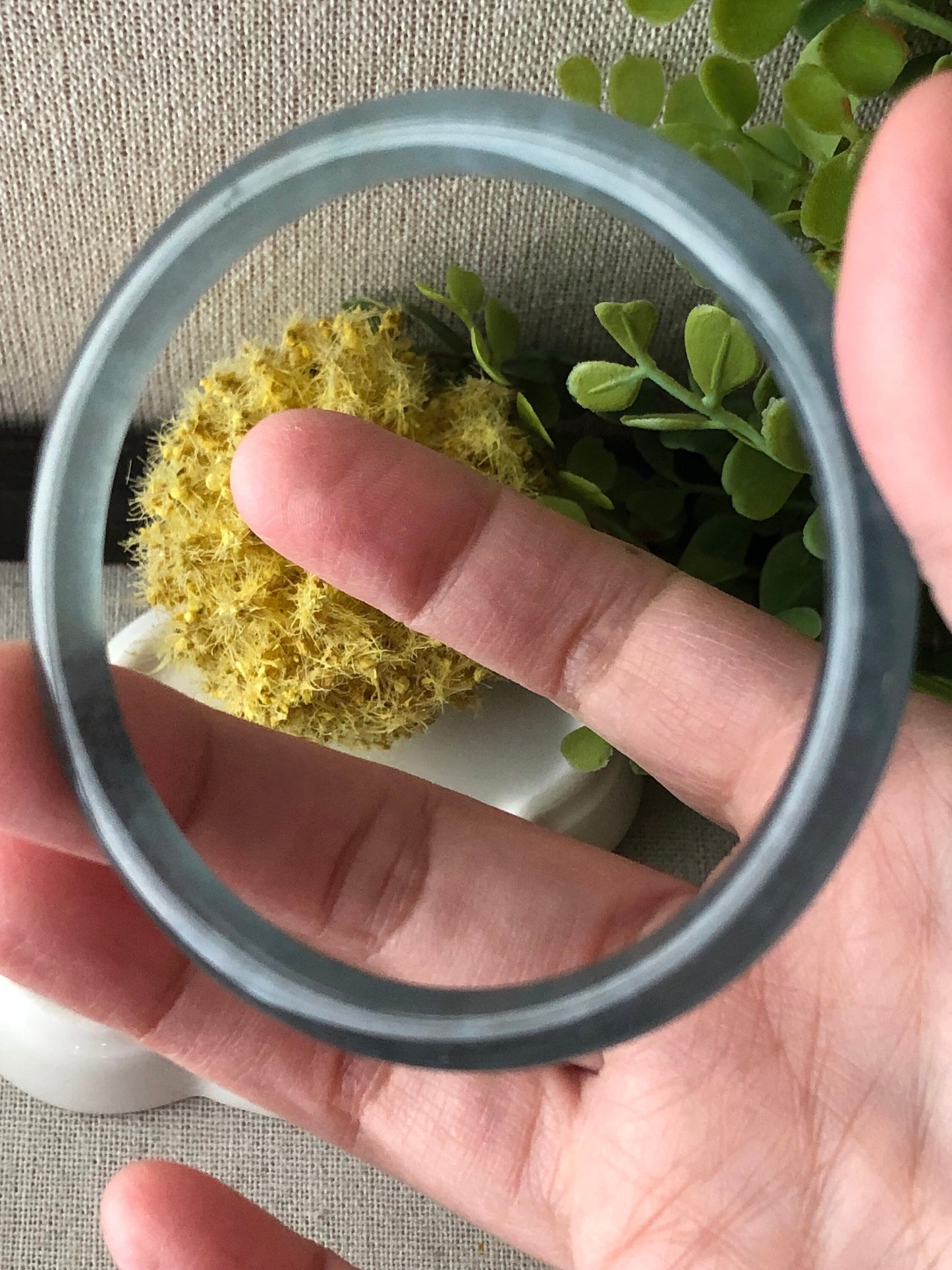 57-58mm High Quality Icy Guatemalan Jade Blue Green Tone Slim Rounded Bangle