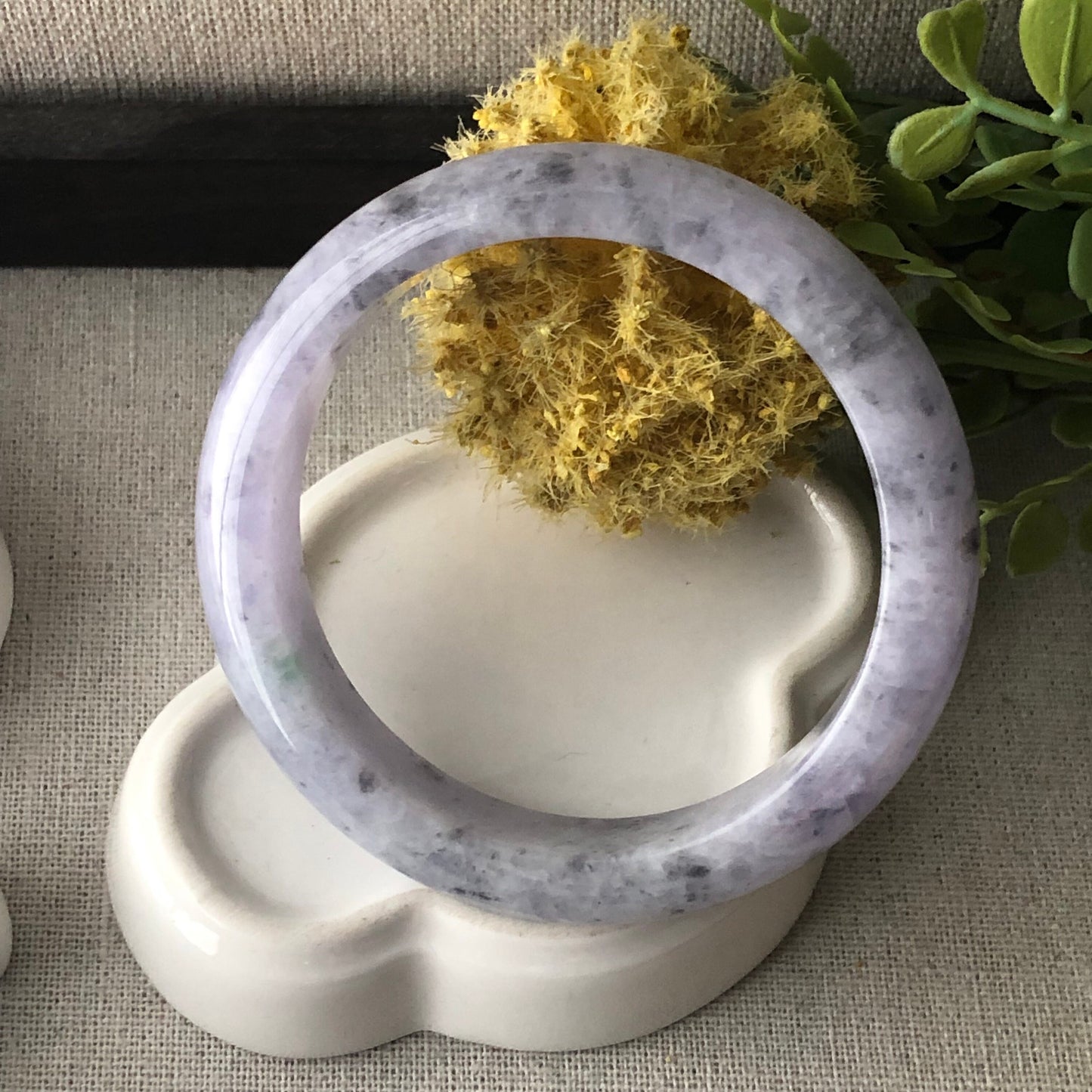57mm Jadeite Jade Earthy Wuji Lavender Bangle