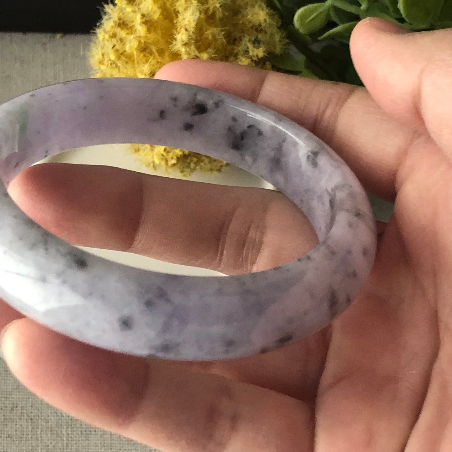 57mm Jadeite Jade Earthy Wuji Lavender Bangle
