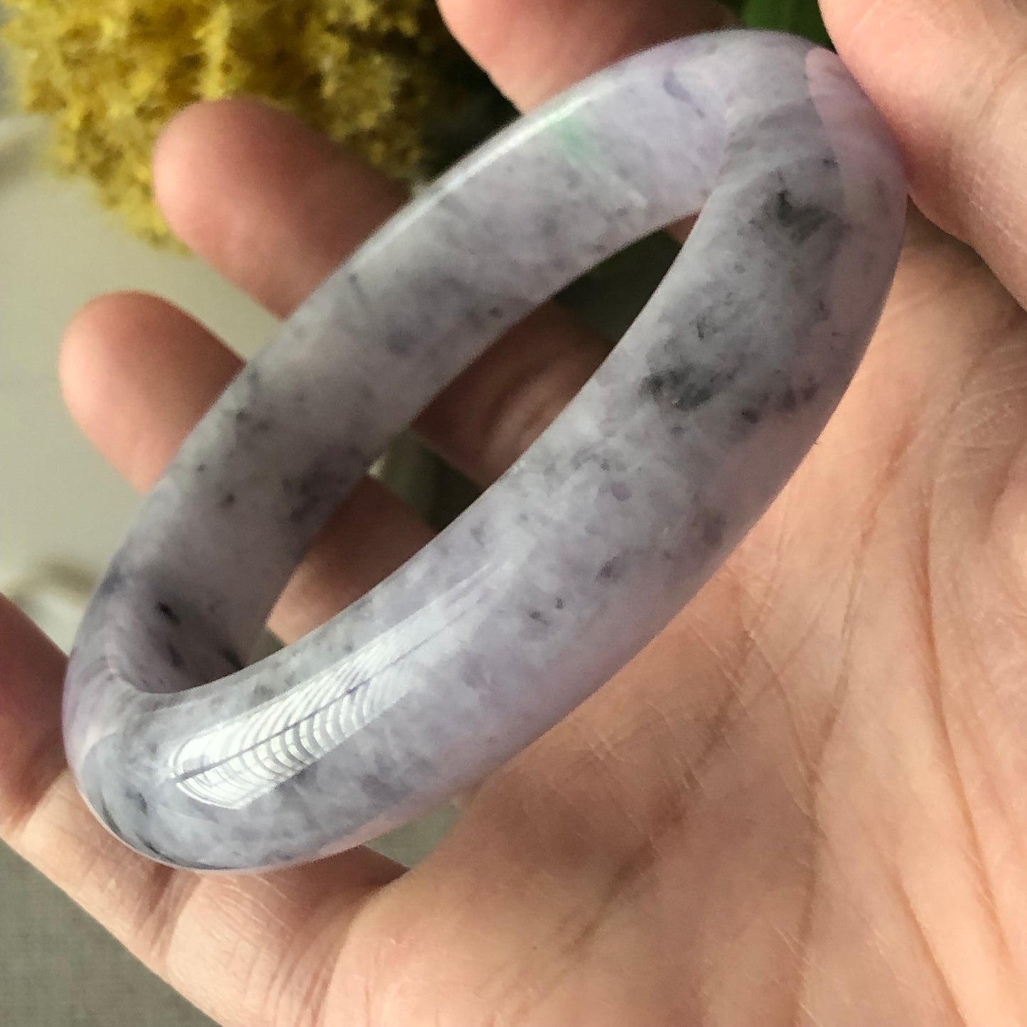 57mm Jadeite Jade Earthy Wuji Lavender Bangle