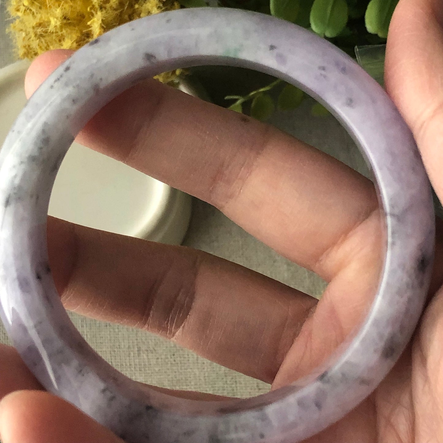 57mm Jadeite Jade Earthy Wuji Lavender Bangle