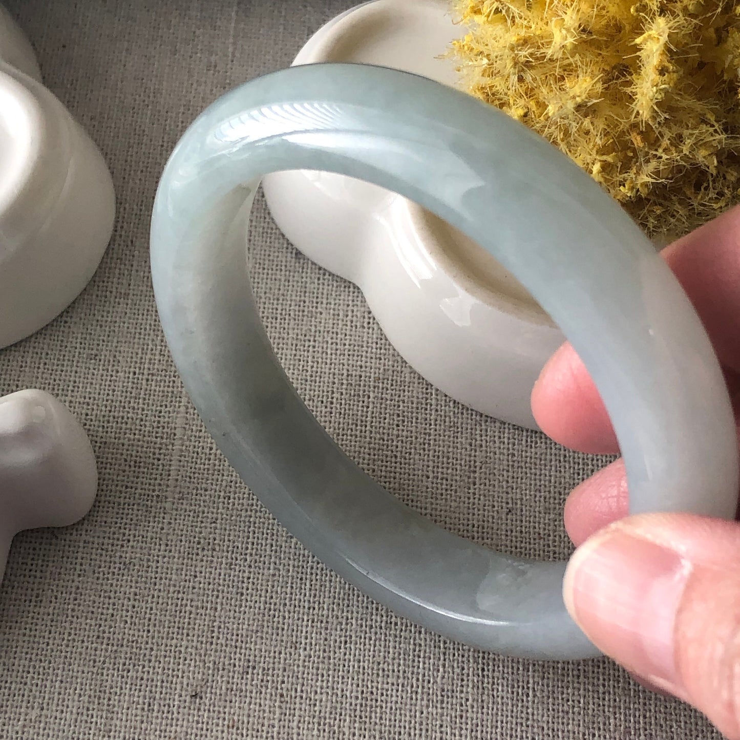 56mm Jadeite Jade  Rich Sky Blue Bangle