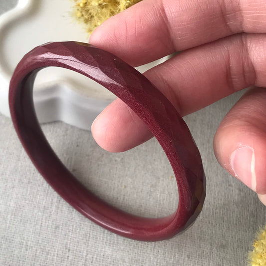 56 mm Imperial Purple Cinnabar Bangle with Diamond Cut Carving