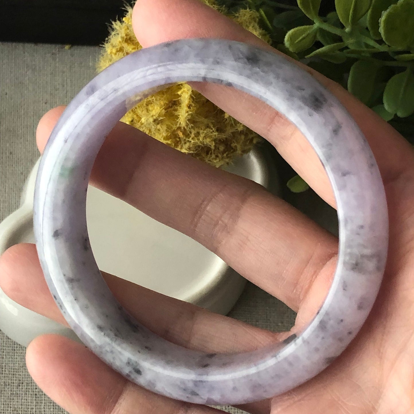 57mm Jadeite Jade Earthy Wuji Lavender Bangle
