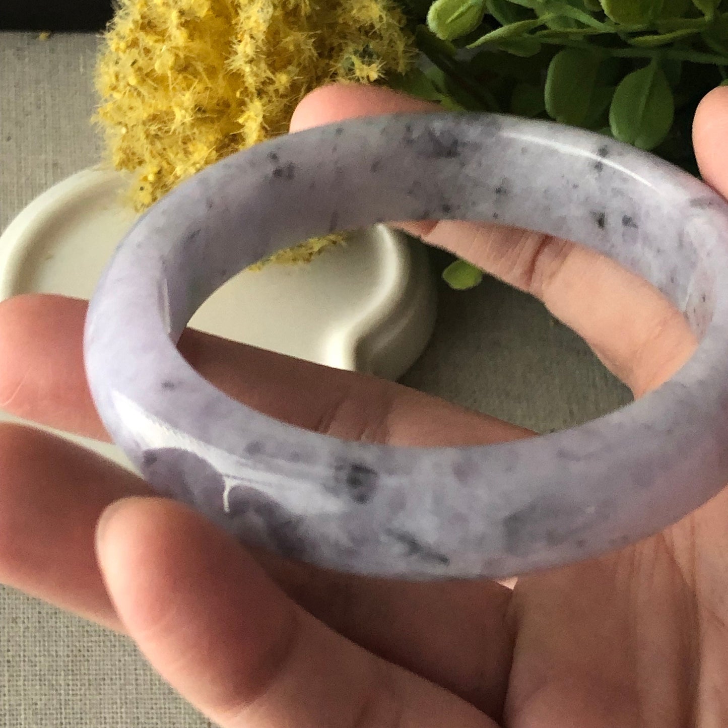57mm Jadeite Jade Earthy Wuji Lavender Bangle