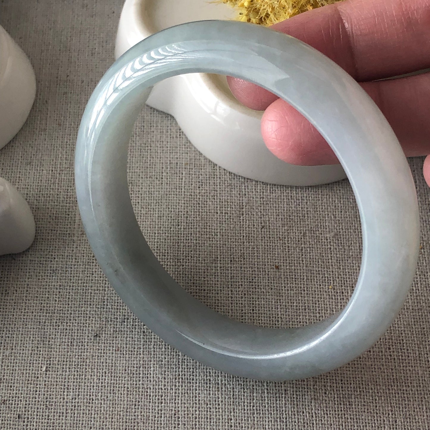 56mm Jadeite Jade  Rich Sky Blue Bangle