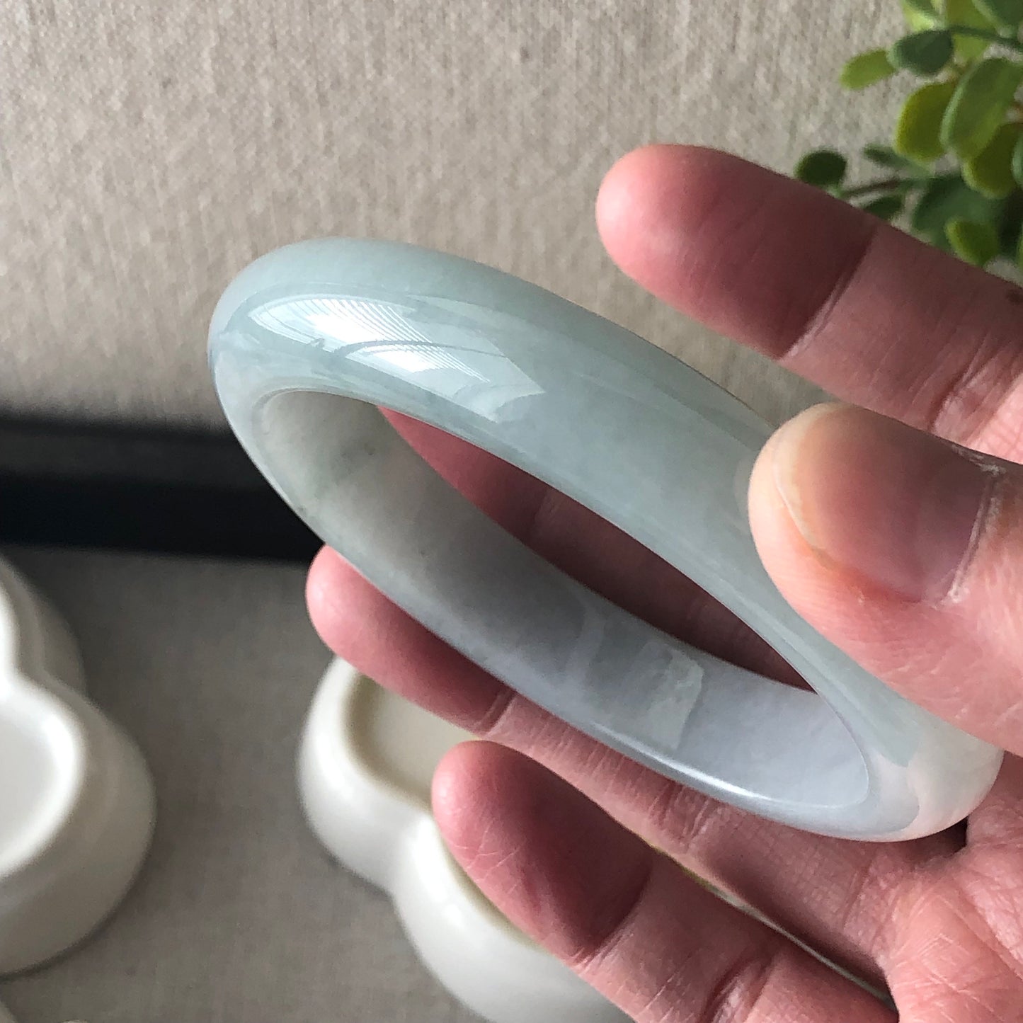 56mm Jadeite Jade  Rich Sky Blue Bangle