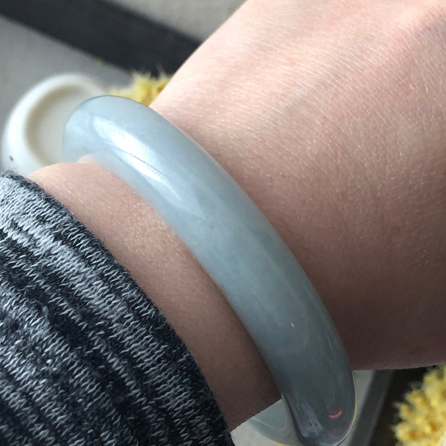 56mm Jadeite Jade  Rich Sky Blue Bangle
