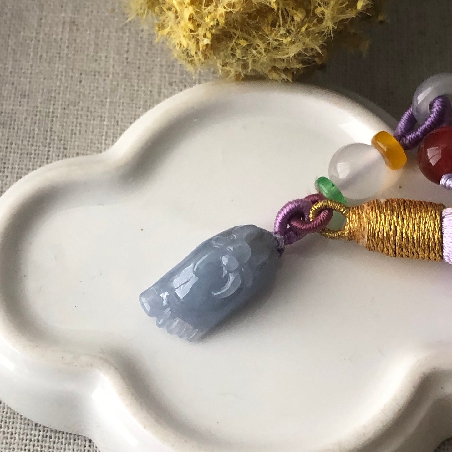 20 mm Jadeite Jade Blue Lavender 3D Carved Feet Spider Charm