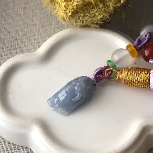 20 mm Jadeite Jade Blue Lavender 3D Carved Feet Spider Charm