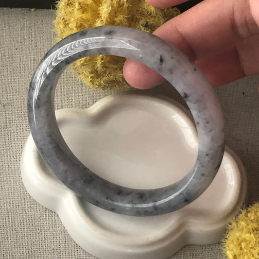 55mm Icy Wuji D-Shaped Jadeite Jade Bangle
