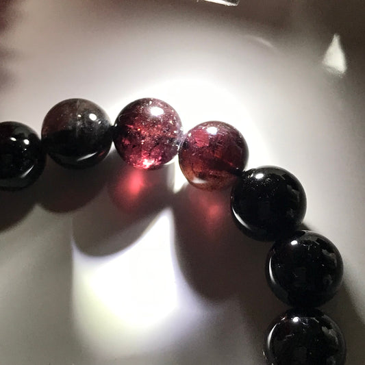 11.5-12 mm Natural Black Red Stone Bracelet