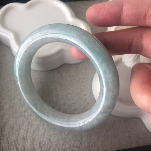 55mm Earthy Green Jadeite Jade Round Bangle