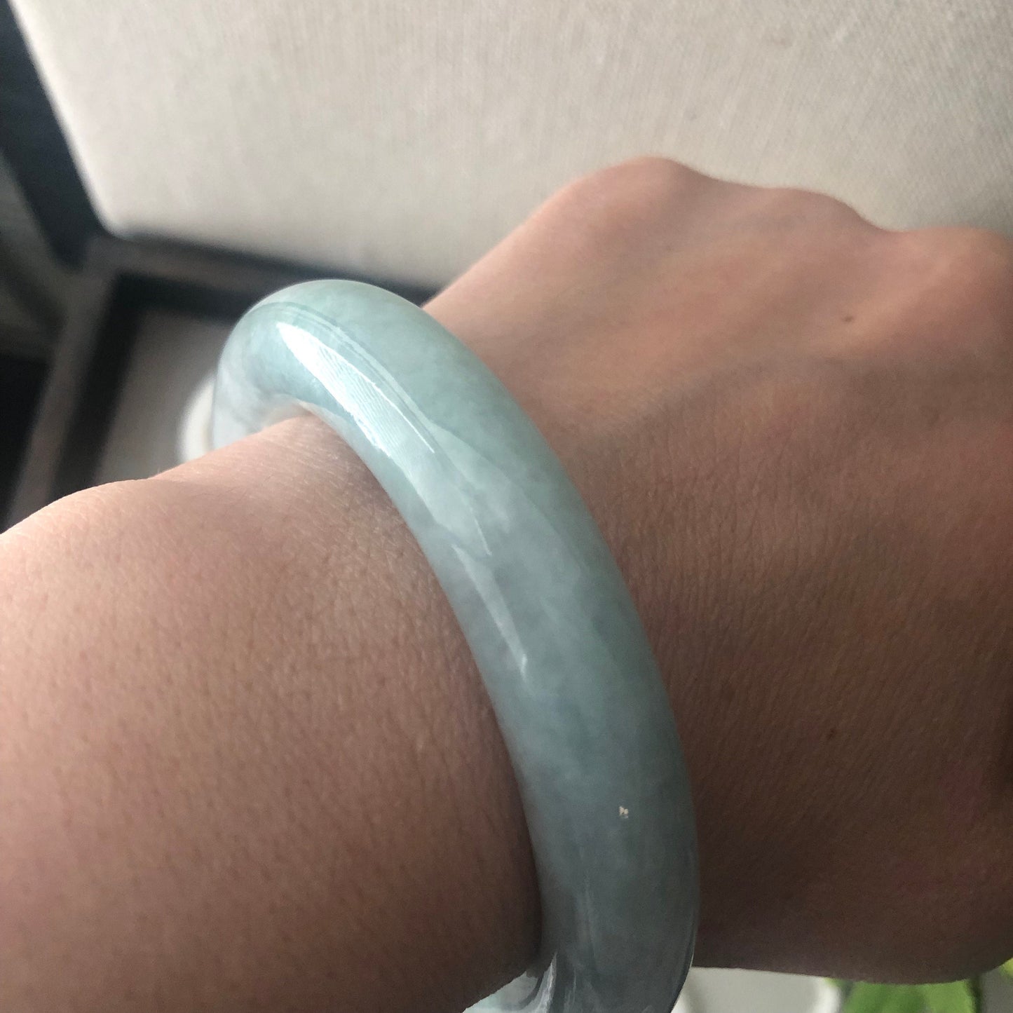55mm Earthy Green Jadeite Jade Round Bangle