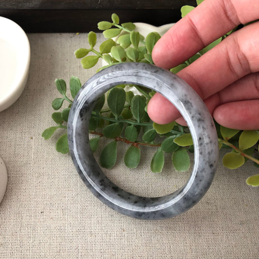 54mm Icy Wuji Jadeite Jade D-shaped Bangle
