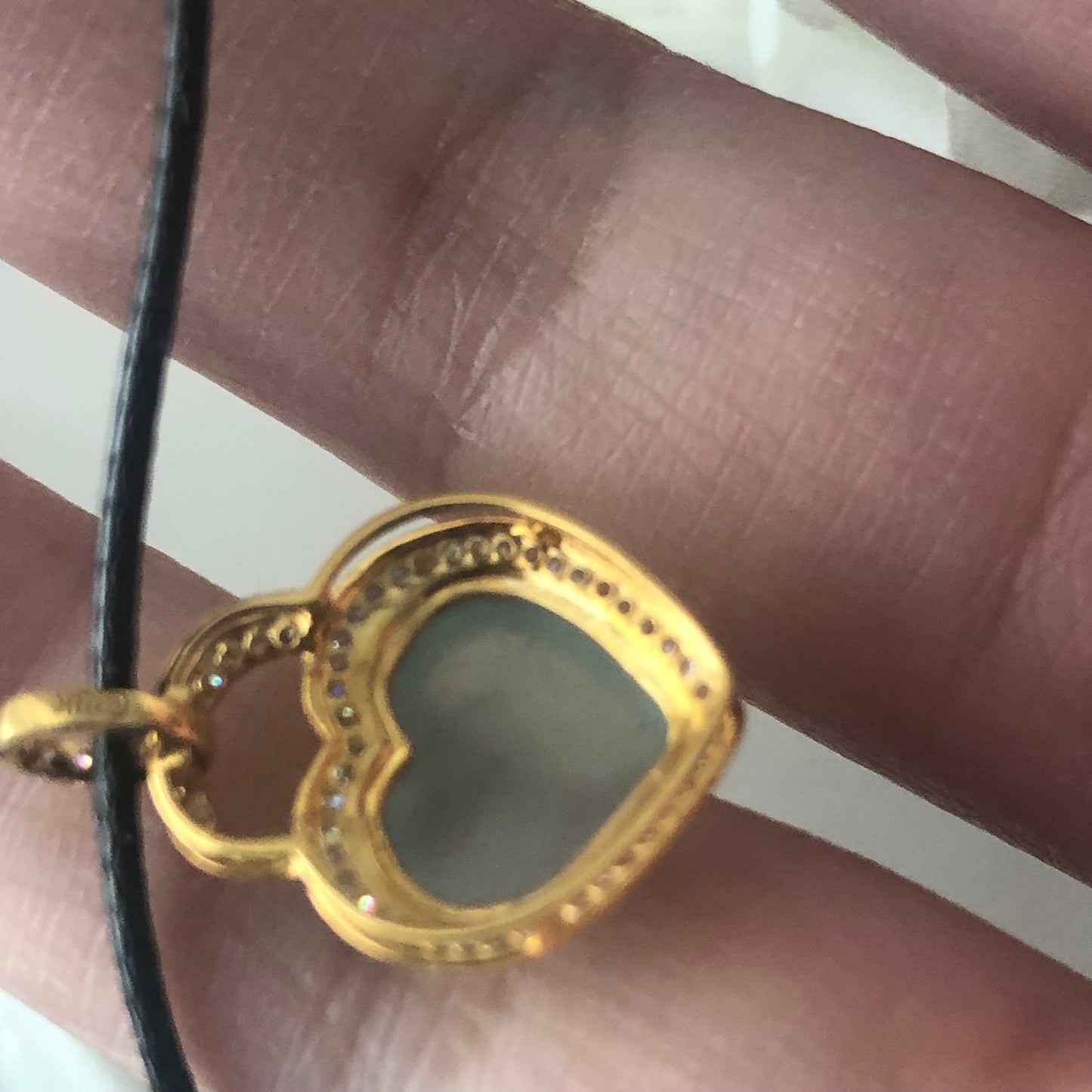 18K 20mm Jadeite Jade Green Heart Pendant Diamonds