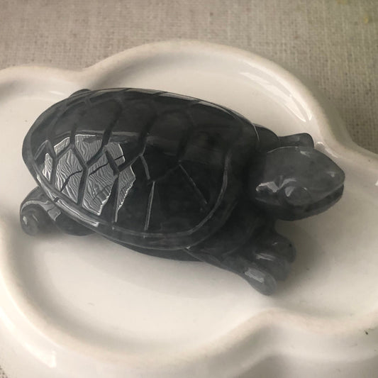 50mm Wuji Black Jadeite Jade Carved Turtle Display Statue