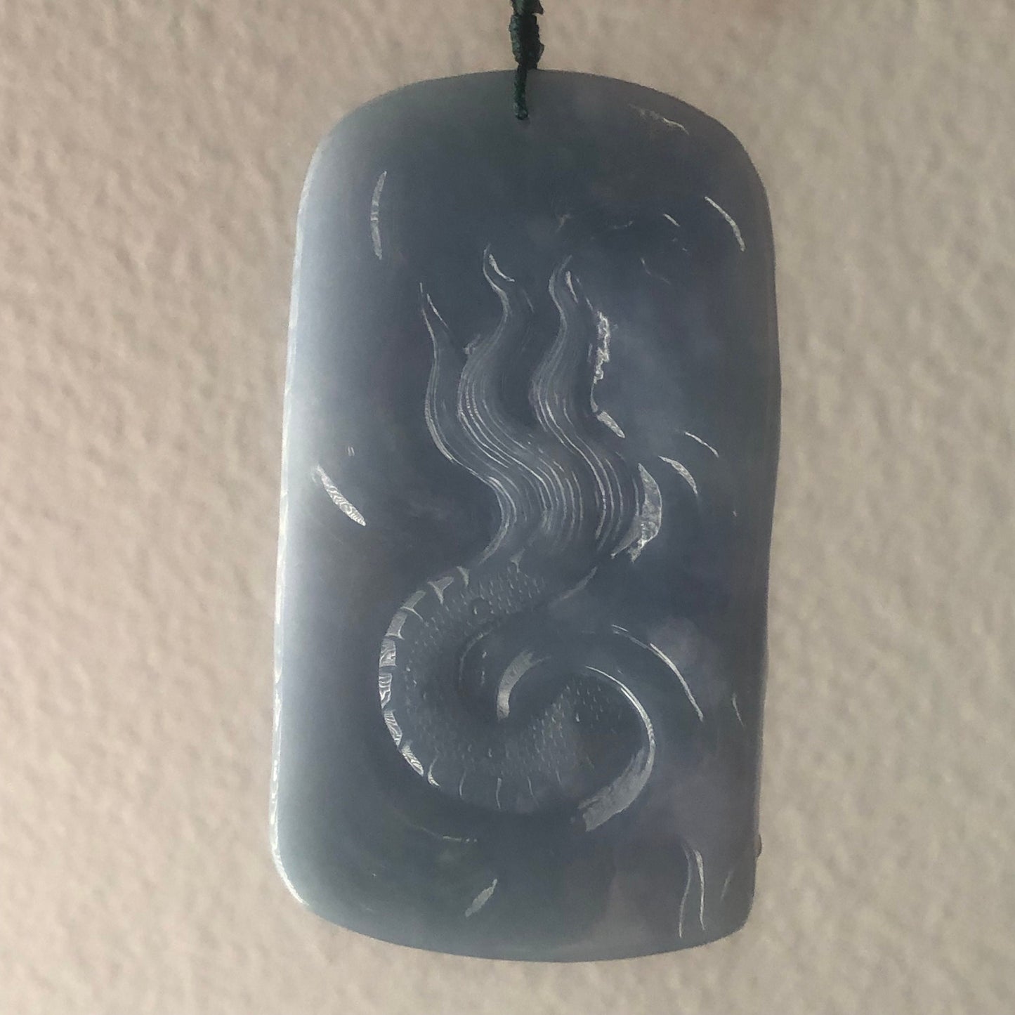 78mm Jadeite Jade Icy Lavender Blue carved dragon Pendant