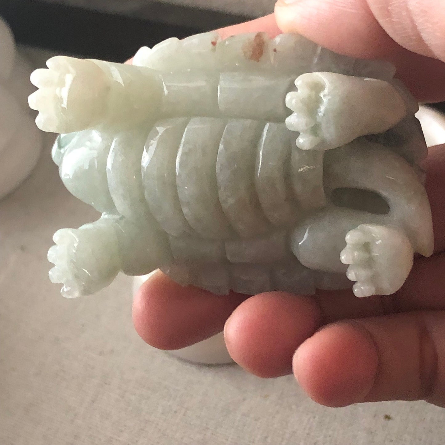 60.9mm Green White Jadeite Jade Carved Turtle Display Statue