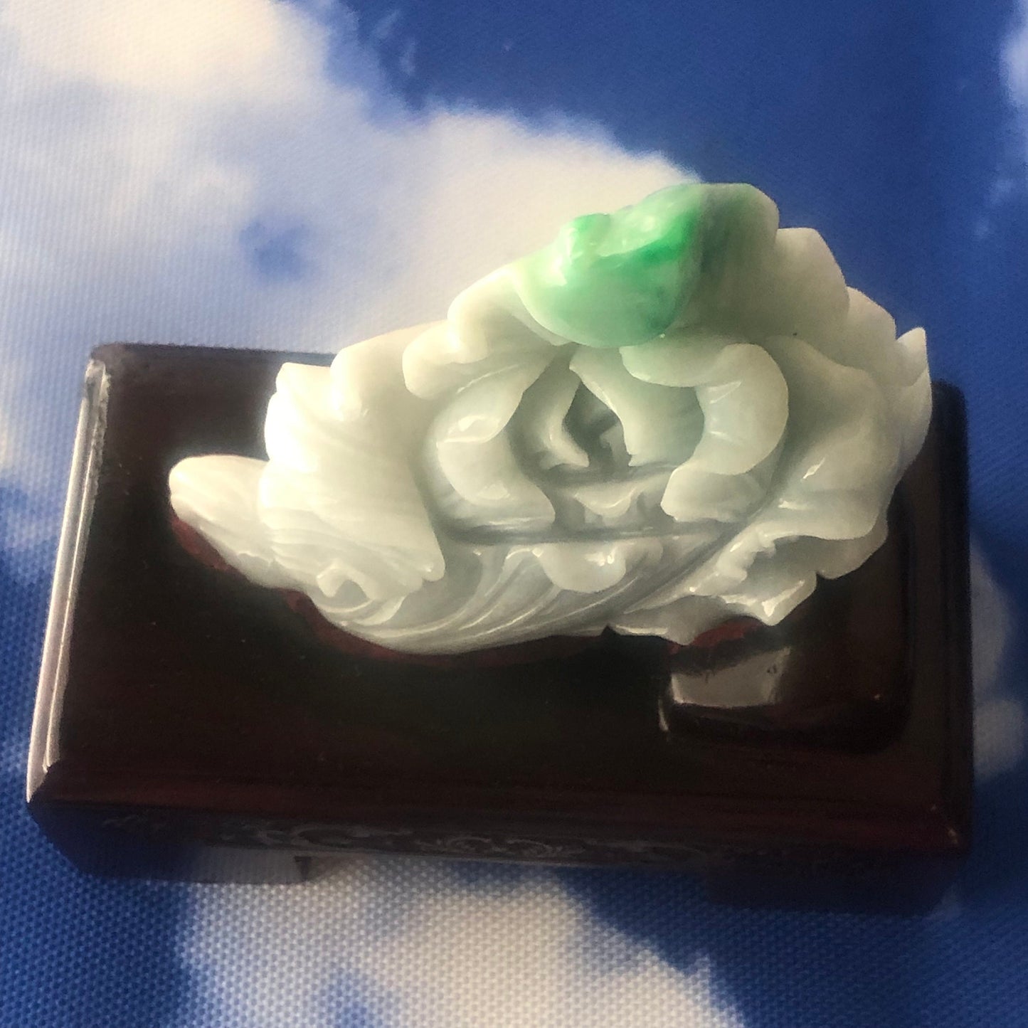 75.3mm Green Jadeite Jade Carved Vegetable 白菜 Hand Display