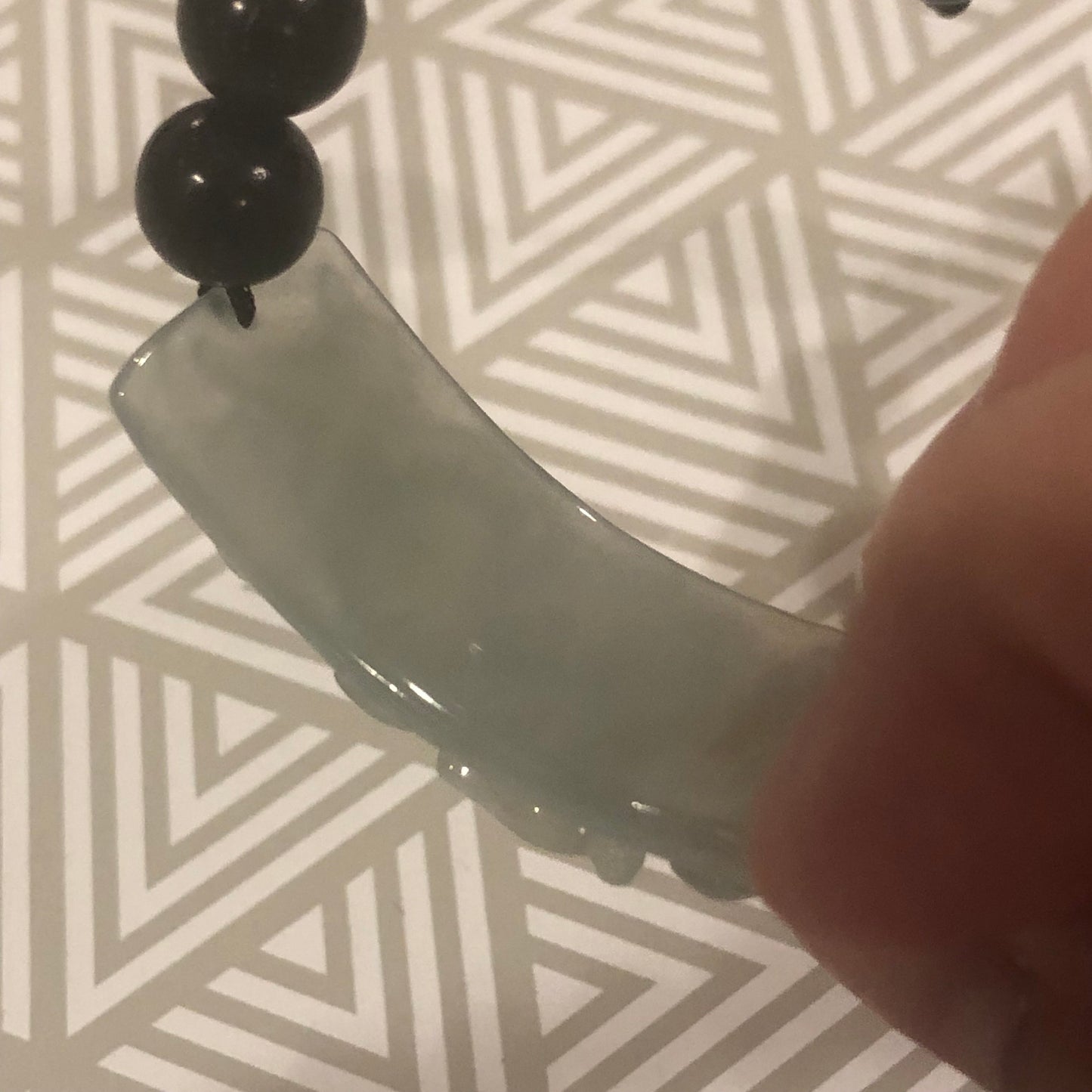 40mm Icy Glossy Carved Foxtail Jadeite Jade Rope Bracelet