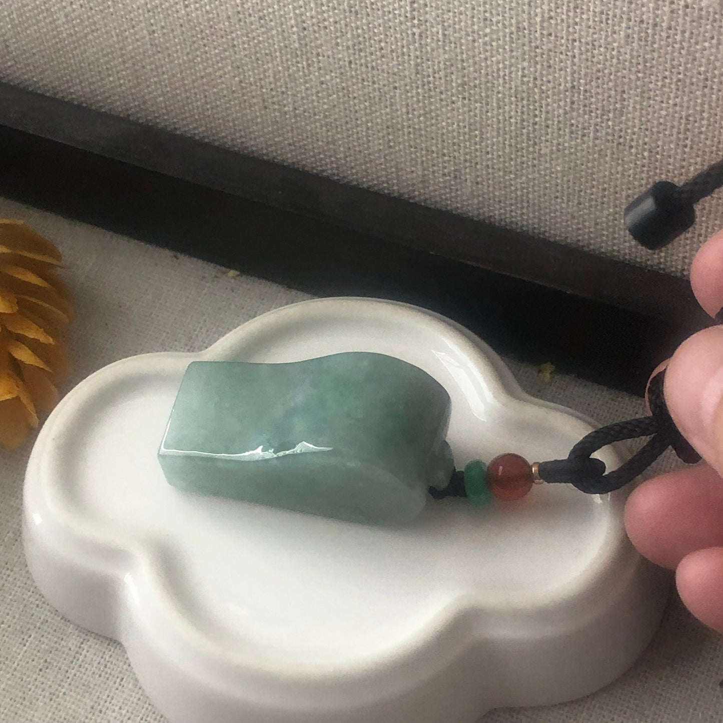 35mm Green Jadeite Jade Whistle Pendant