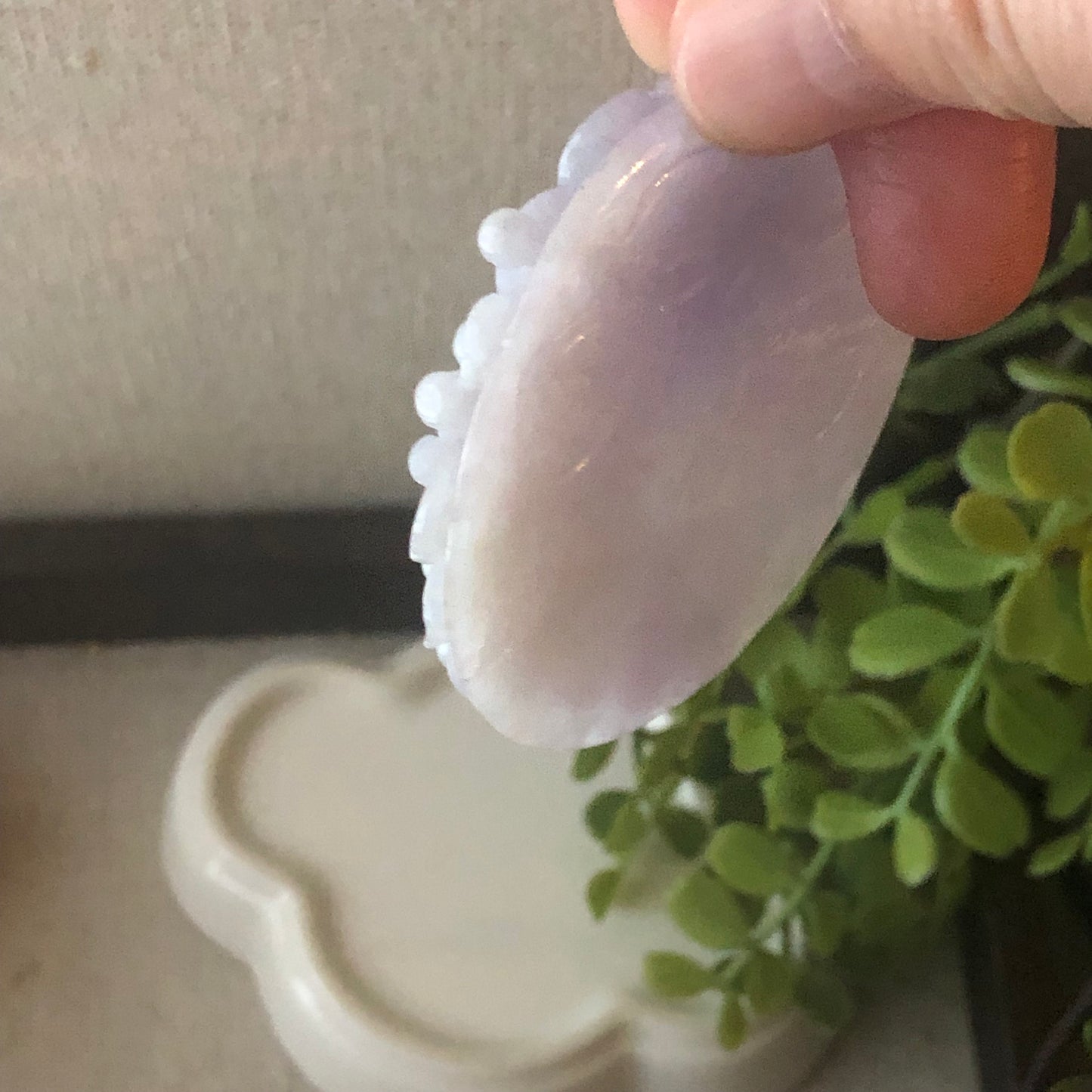 50mm Jadeite Jade Lavender Glutinous Carved Floral Scenery Pendant