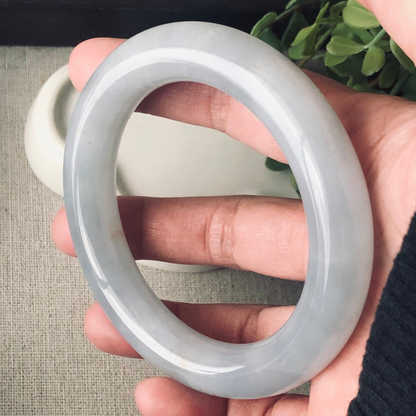 56.5 mm Icy Sky Blue Jadeite Jade round shaped Bangle