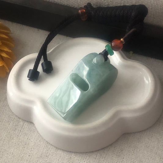 35mm Green Jadeite Jade Whistle Pendant