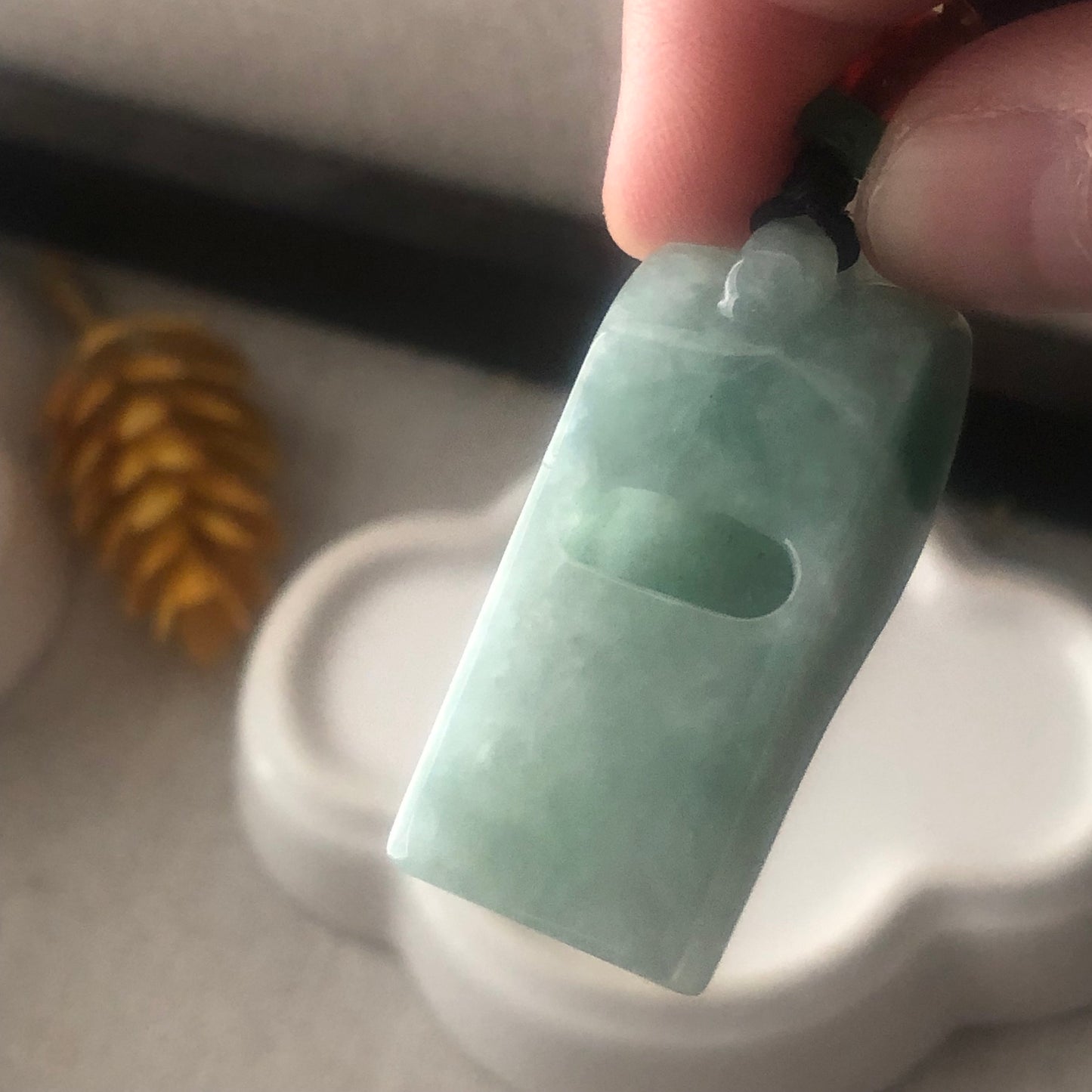 35mm Green Jadeite Jade Whistle Pendant