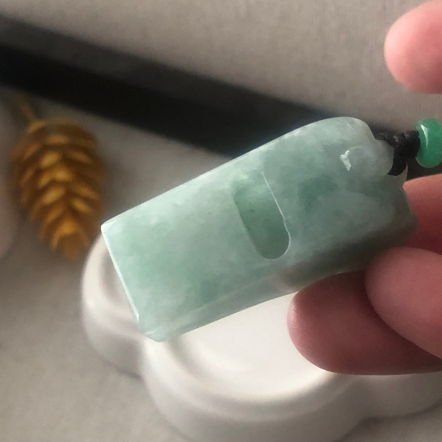 35mm Green Jadeite Jade Whistle Pendant