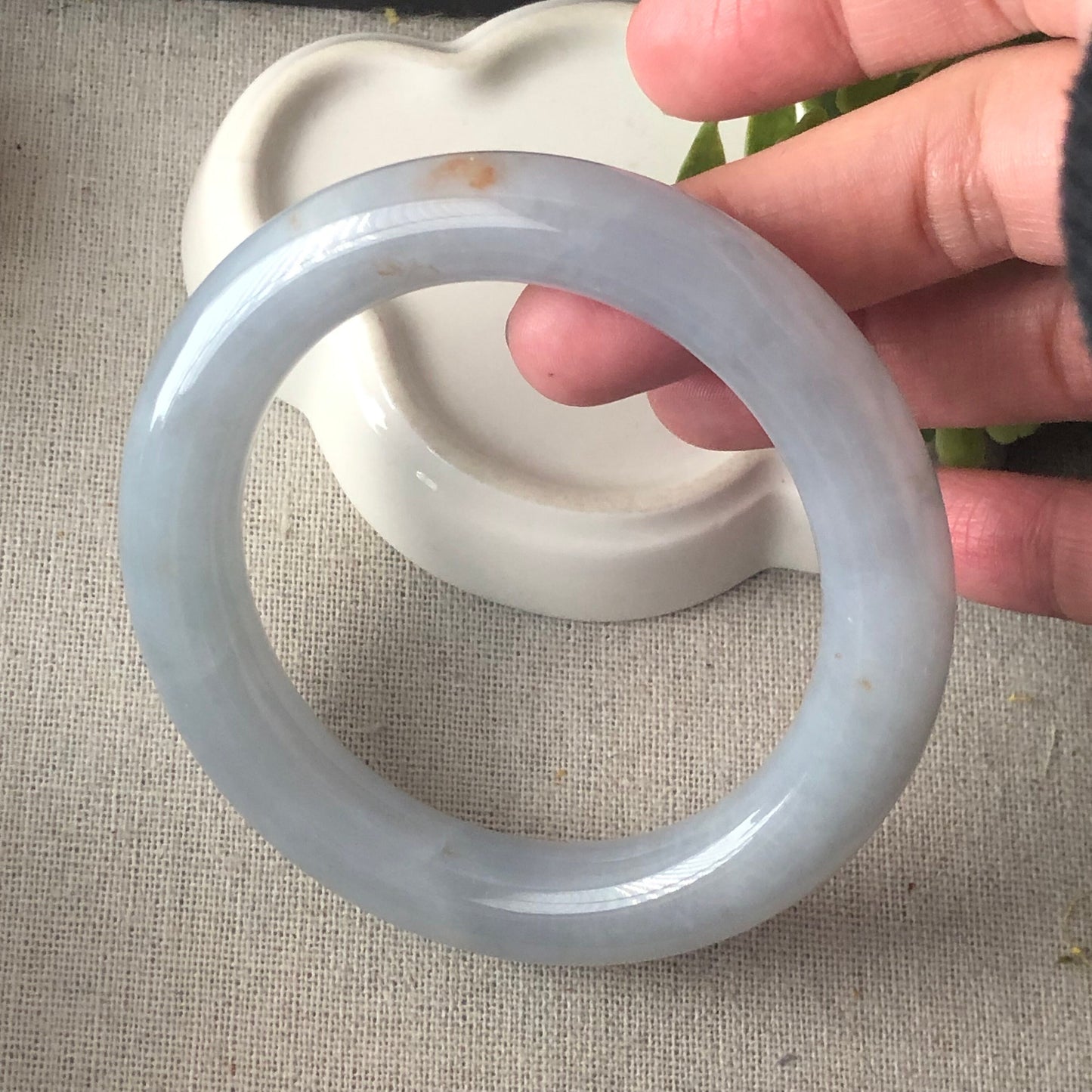 56.5 mm Icy Sky Blue Jadeite Jade round shaped Bangle