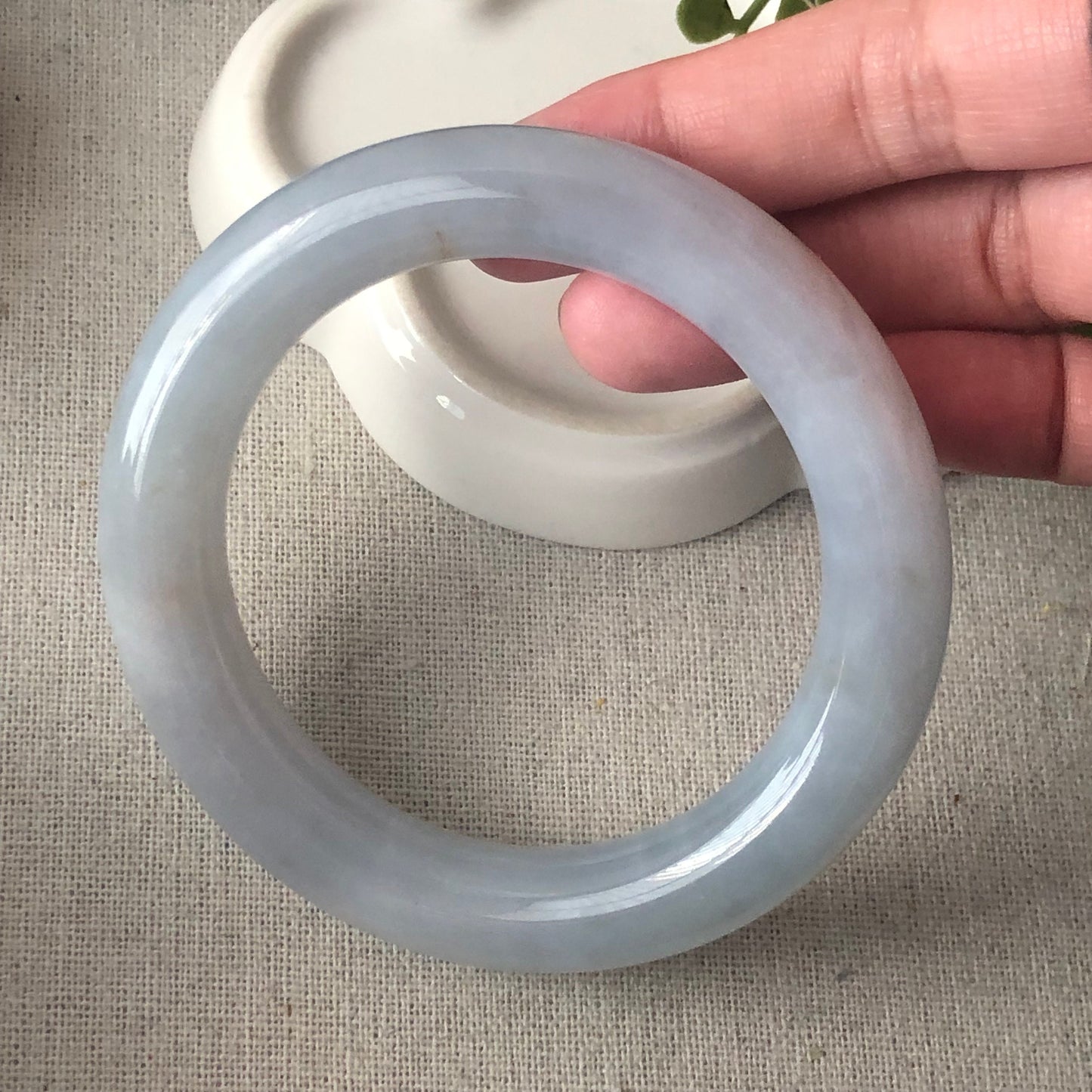 56.5 mm Icy Sky Blue Jadeite Jade round shaped Bangle