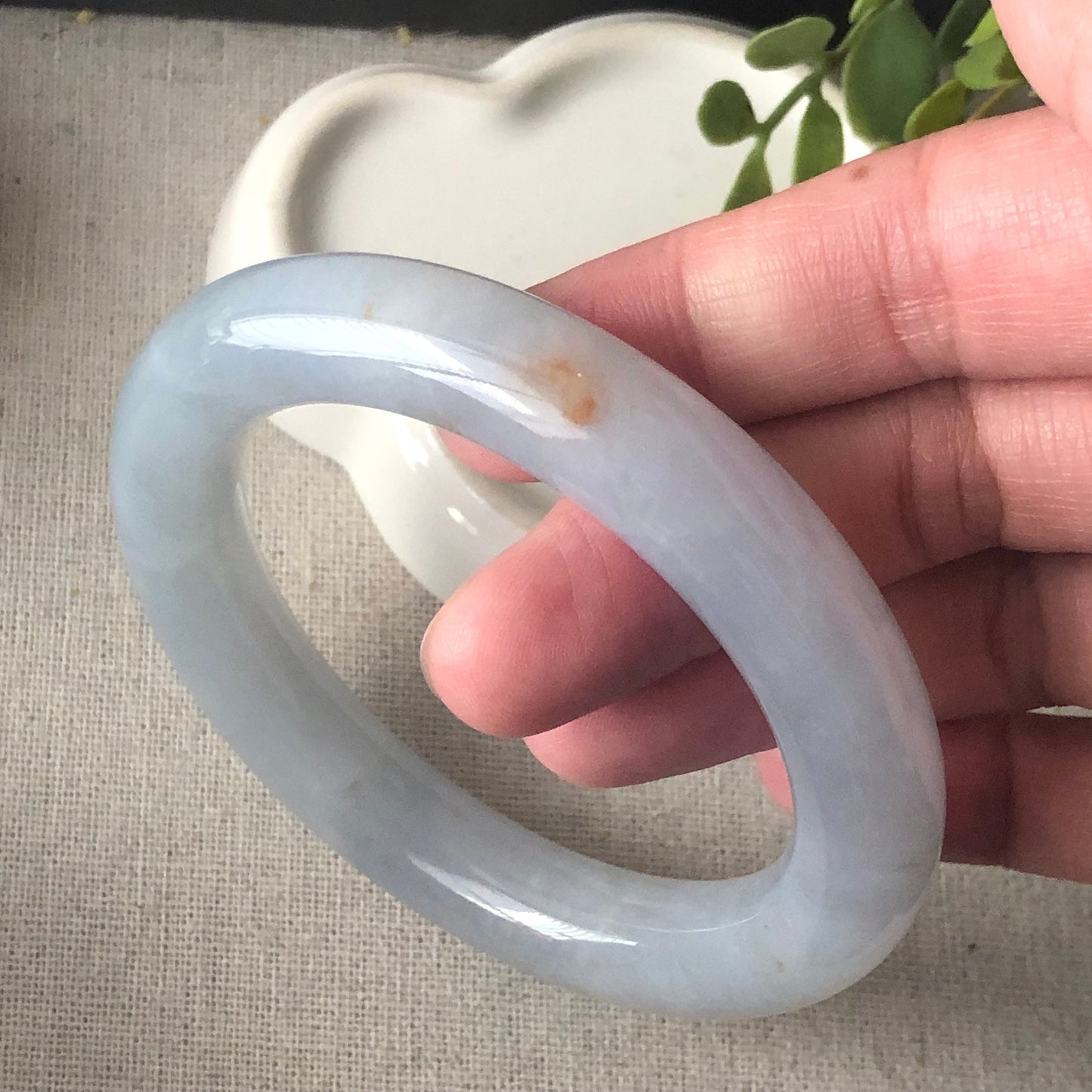 56.5 mm Icy Sky Blue Jadeite Jade round shaped Bangle