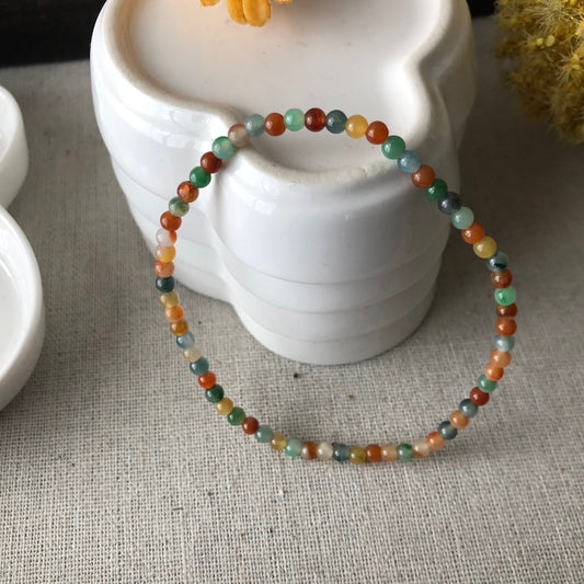 3.2mm Icy Glossy Assorted Colors Jadeite Jade Bead Bracelet