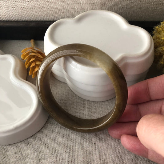 56.5mm Icy Jadeite Jade Brown Bangle