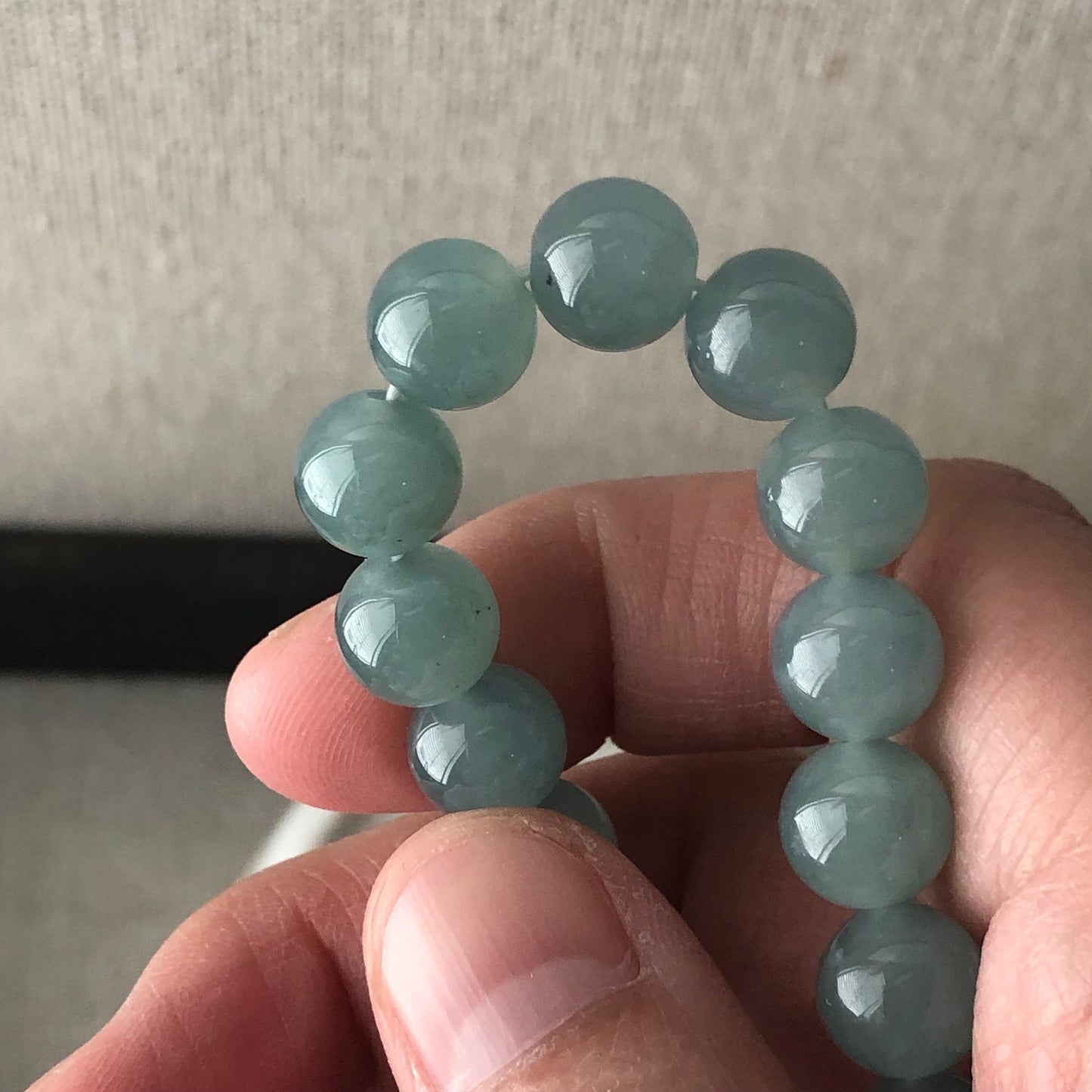 9mm Jadeite Jade Blue Green Bead Bracelet