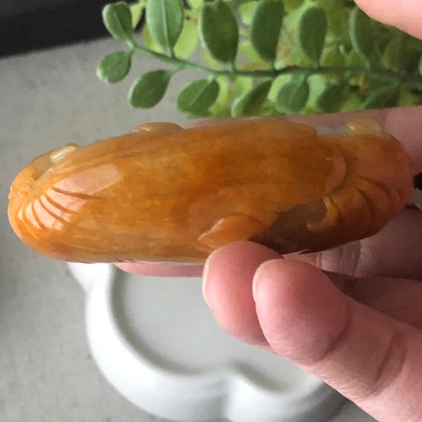 65.6 mm Yellow Lavender Jadeite Jade Carved Flower Bird Pendant