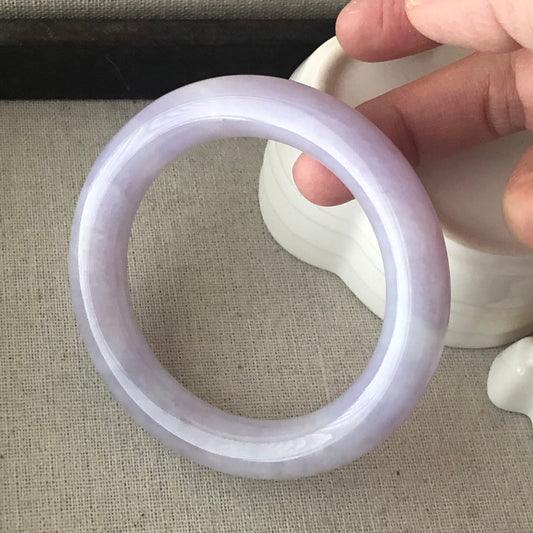 56mm Jadeite Jade Icy Lavender Round Bangle RARE