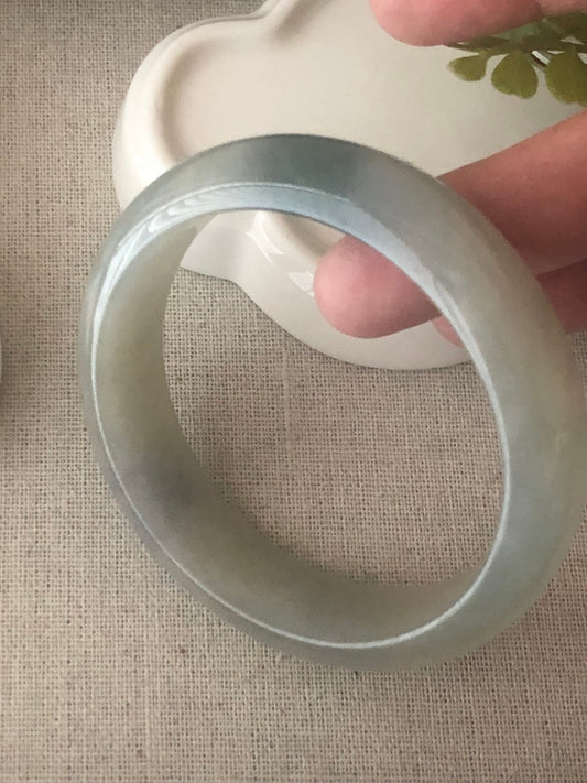 58mm Icy Wuji D-shaped Jadeite Jade Bangle