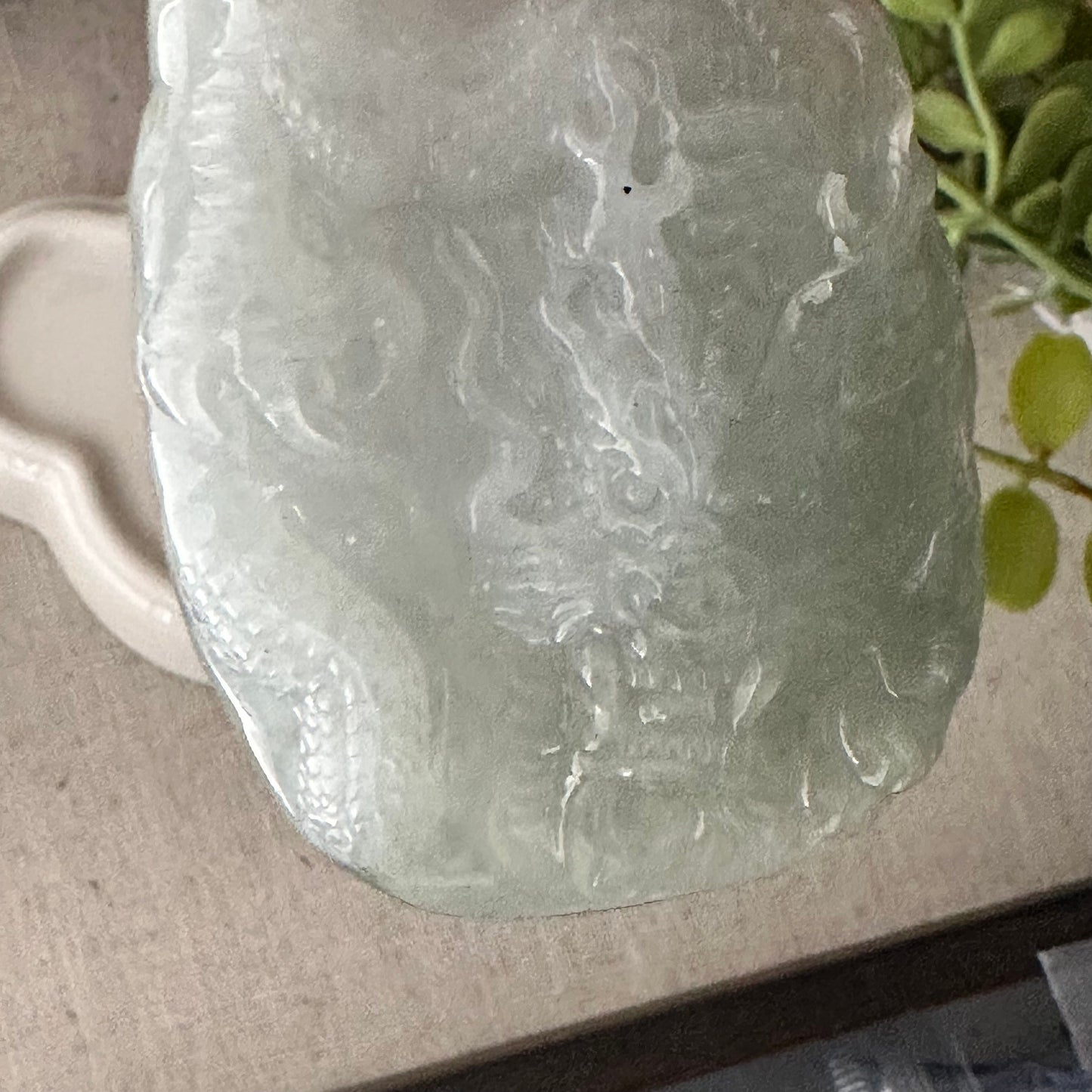 72mm Jadeite Jade White Green Carved Dragon Pendant