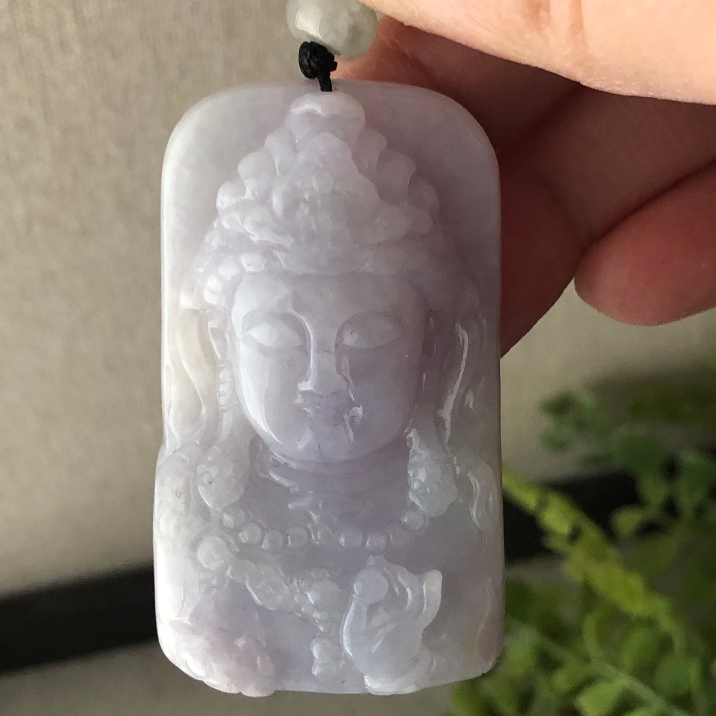 53 mm Lavender Jade Guanyin Pendant