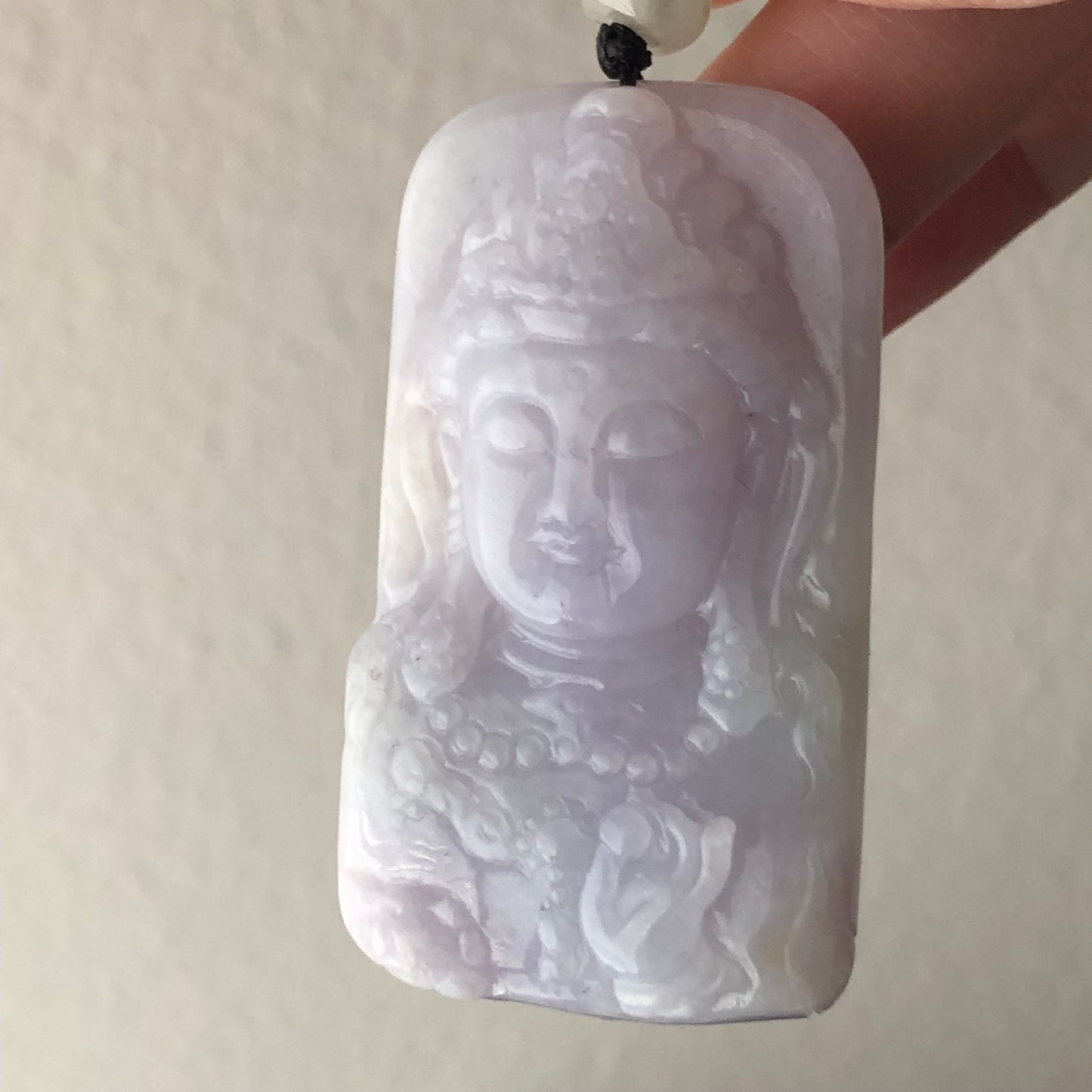 53 mm Lavender Jade Guanyin Pendant
