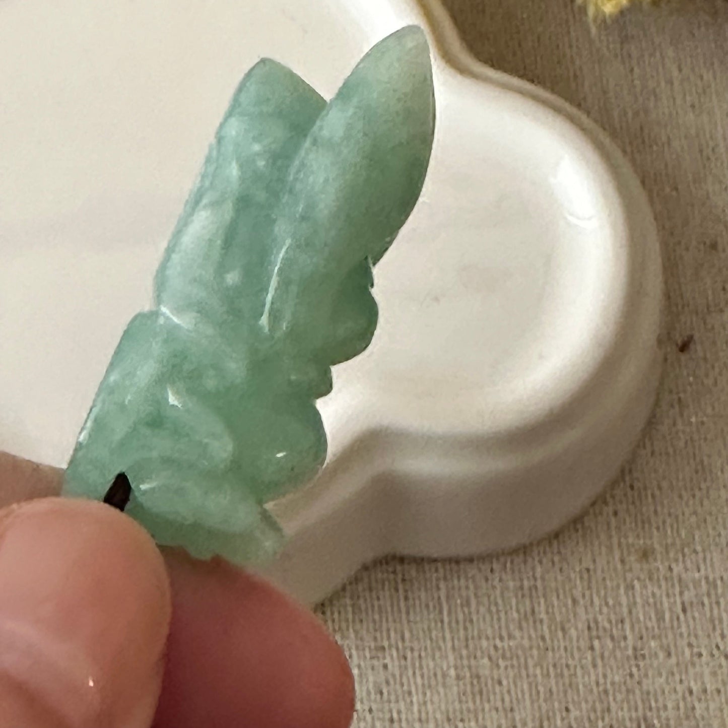37mm Green Jadeite Jade Carved Locust  Pendant