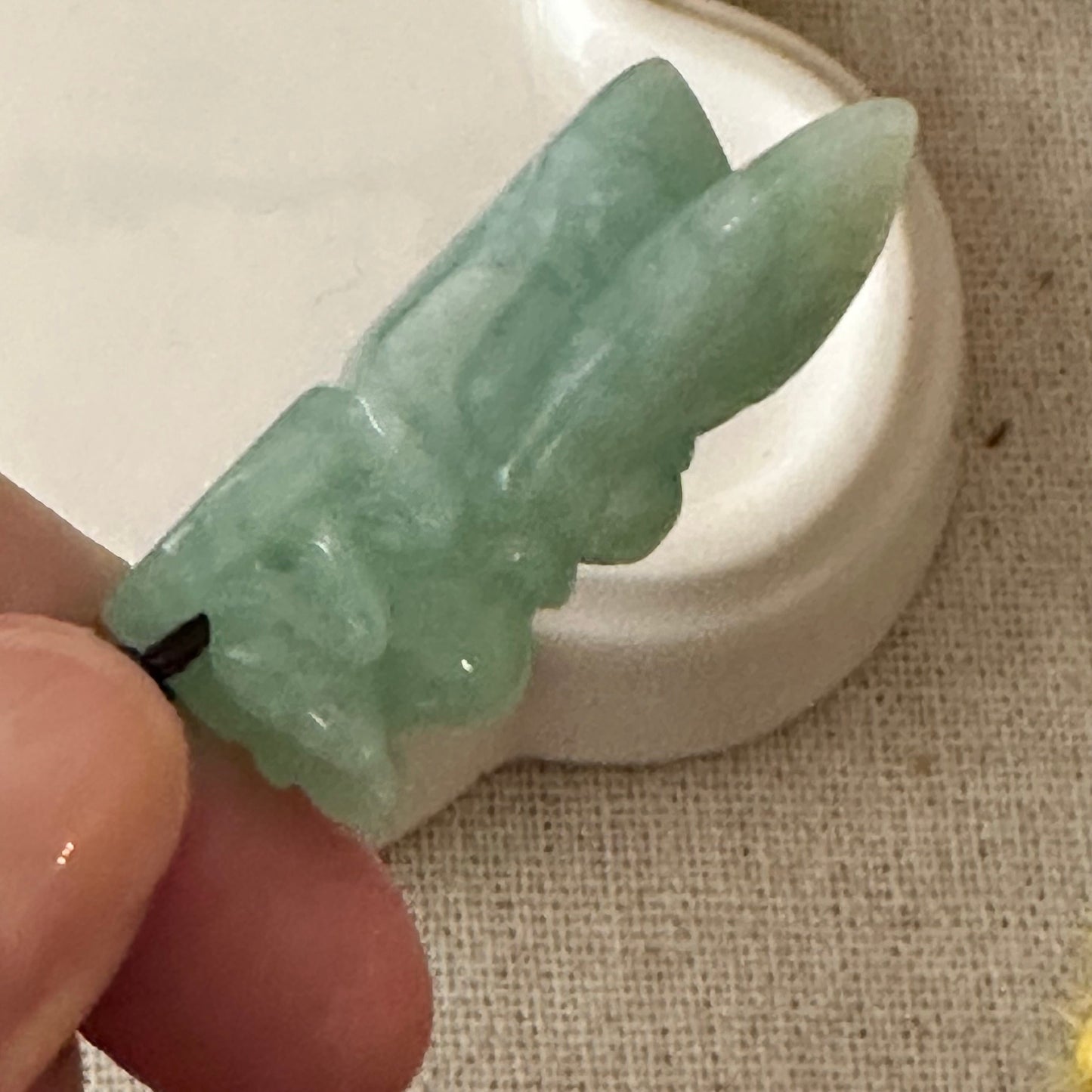 37mm Green Jadeite Jade Carved Locust  Pendant